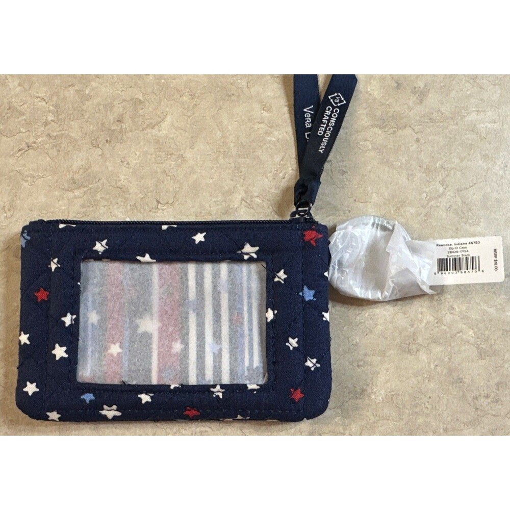 Vera Bradley Star Spangled Zip ID Coin Purse Red White And Blue NWT Summer Stars